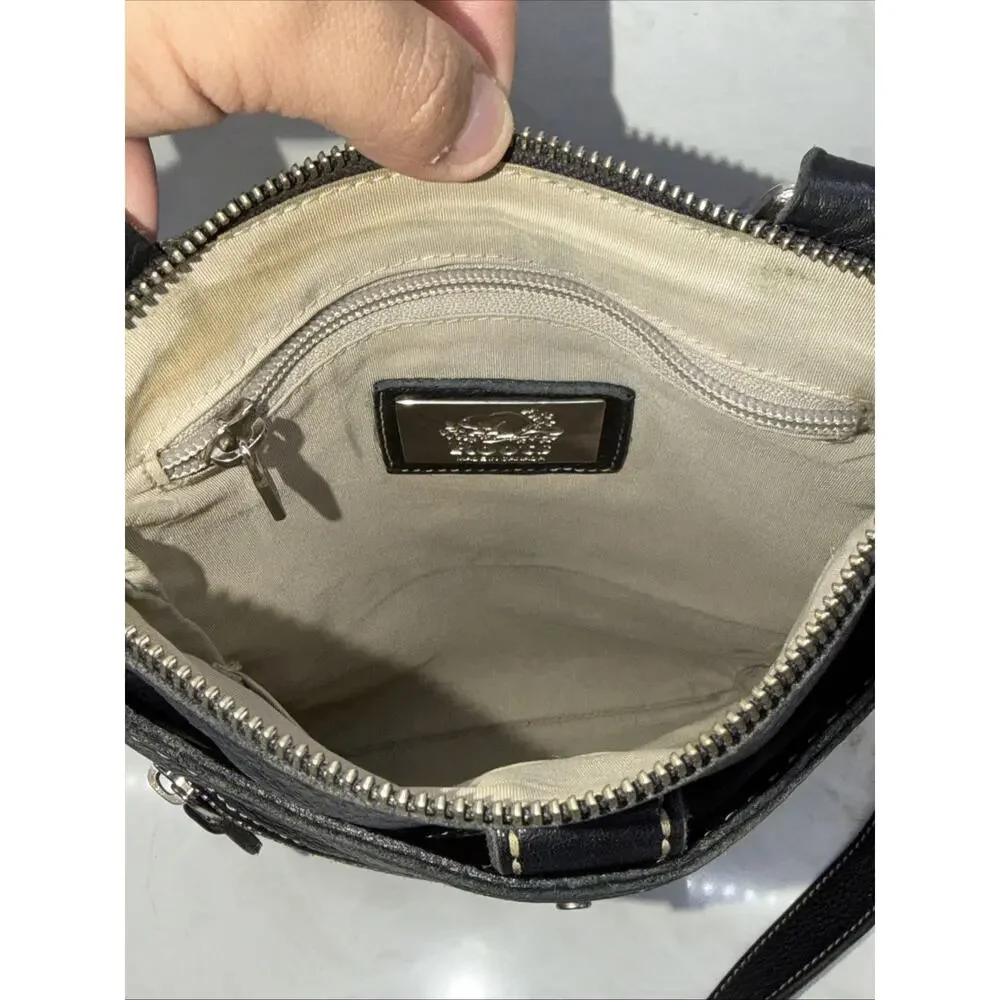 Roots Canada Venetian Village Tribe Crossbody Messenger Bag Black Leather Purse